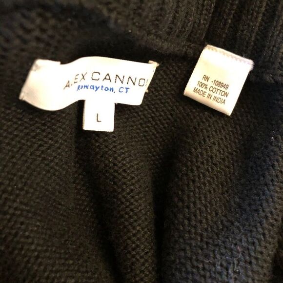 Alex Cannon Men's Black Full Zip Front Sweater Jacket Cardigan Mock Neck Large - Picture 4 of 6